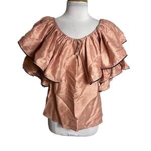 NWT Rhode Resort Blanca silk ruffle top blush